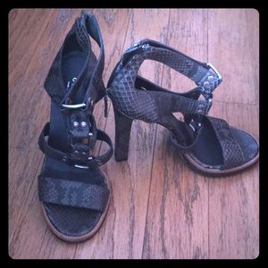 Gucci python print strappy heels 37.5